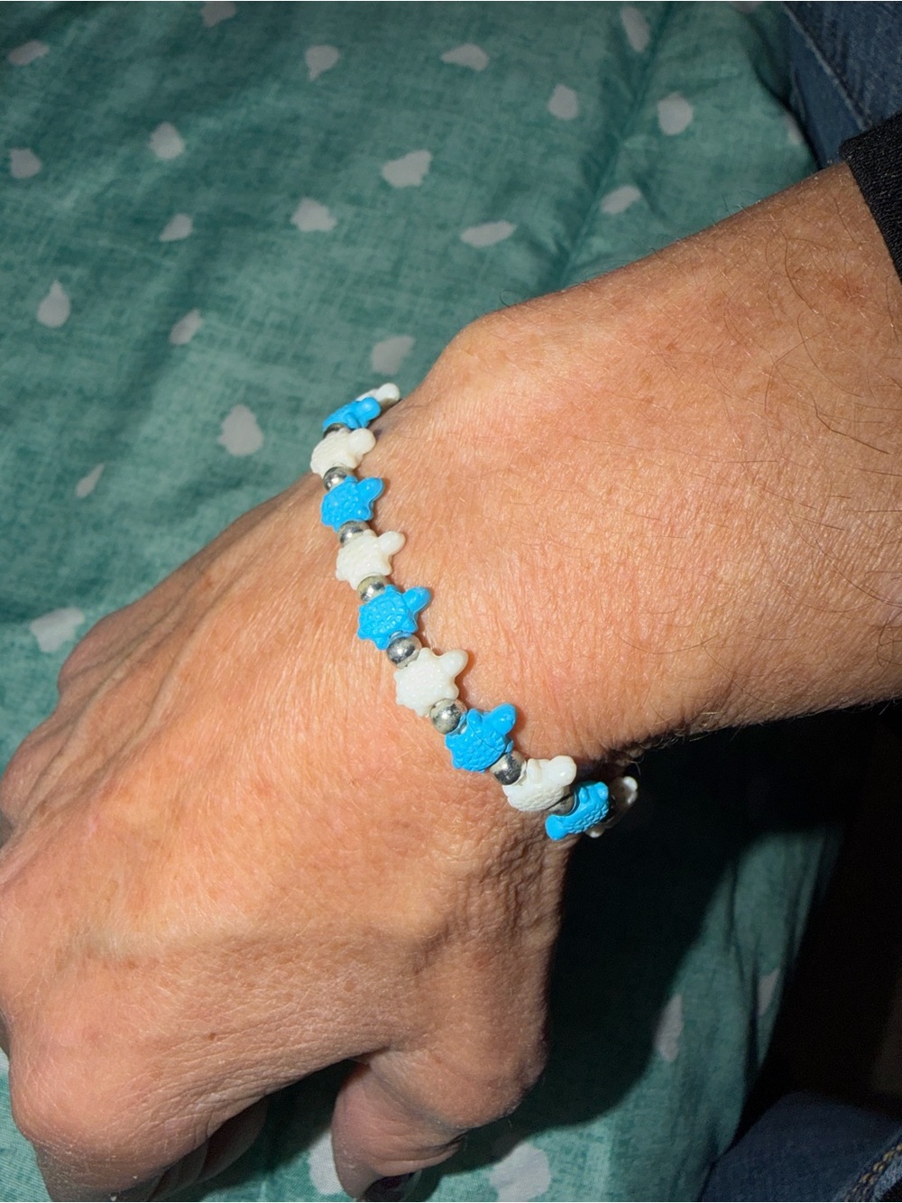 Blue and White Turtle Bead Bracelet - Women Jewelry. MUST BE BUNDLED